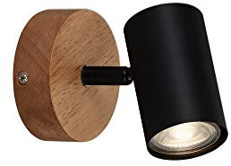 Briloner Leuchten Faretto, Lampada da Parete retrò, Vintage, Girevole e inclinabile, 1x GU10, Metallo-Legno, Nero, 90x120mm (DxA)