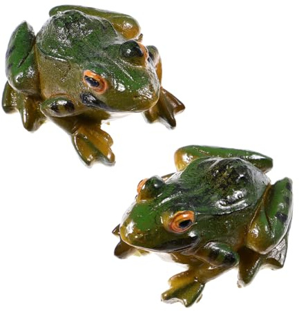 VOSAREA 2pcs Frog Statue Mini Frog Resin Animal Sculpture Indoor Outdoor Decor for Garden Patio Yard Micro Landscape Fairy Garden Ornaments