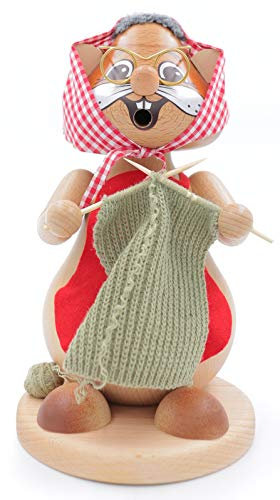 Kuhnert - Original Erzgebirgische Holzkunst Räuchermann Räucherfigur Hamster 24cm - Oma