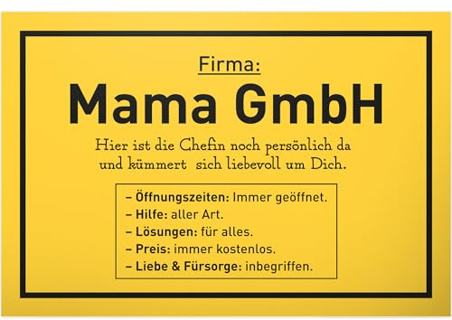DankeDir! Firma Mama GmbH - Schild - Mutter Geburtstagsgeschenk Mama Geschenk Muttertag - Geburtstag Geschenkidee Karte Weihnachten Glückwunschkarte Muttertagsgeschenk