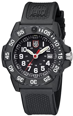 Luminox Analog schweizisk kvartsurverk klocka för män med gummiarmband XS.3501.F, svart, Modern