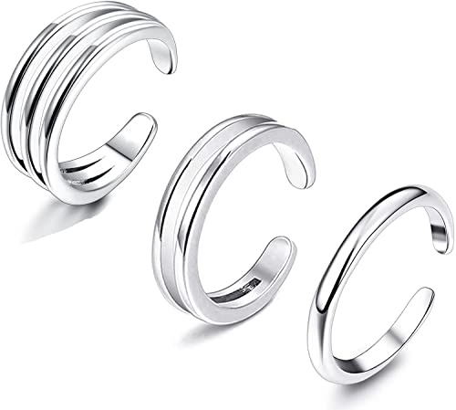 ORAZIO 3Pcs Anillo Pie Para Mujer Niña Apertura Ajustable Hipoalergénico Anillo Pequeño Para El Dedo Meñique Juego De Anillos Para Los Dedos Del Pie Simples Joyas Para Los Pies Joyería,estilo2