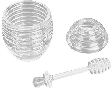 Honey Pot with Dipper,Honey Jar with Dipper and Lid,Honey Pot,Honey Bee Pot,Beehive Style Honey Pot,Large Capacity Honey Container for Home Kitchen Storing Honey