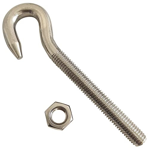KShun 2 Set Hakenschraube M10 Edelstahlhaken mit Rechtsgewinde und 114 mm langen mit Muttern – Robuster, rostbeständiger Aufhängehaken Gewindehaken für Gartenzaunprojekte