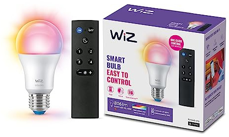 WiZ Lampadina Smart+Telecomando WiZmote, Luce Bianca o Colorata Dimmerabile, E27, 60W, WiFi, Tecnologia SpaceSense, Controllo Vocale