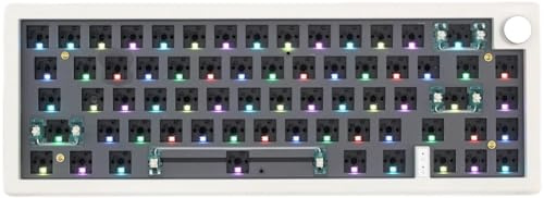 Cmokifuly GMK67 65% Mechanische Tastatur-Kit - Tri-Mode South-Facing RGB LED Gaming für 3/5-Polige Schalter, 66 Tasten + 1 Knopf Hotswap Sockel PCB Dichtungsplatte DIY Kit (Weiß)