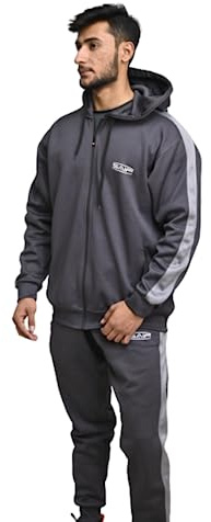 Qollection Adults Fashion Tracksuit Zipped Long Sleeve Top Hoodie & Bottom Sweatsuit Classic Boys Pullover Gym Wear Jogging Suit, Sports Activities, loungewear
