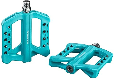 ROCKBROS Fahrradpedale 9/16 Zoll, Mountainbike Pedale aus Nylonfaser Rutschfeste Breite Plattform Abgedichtete Lager für Rennrad, MTB, Cityrad