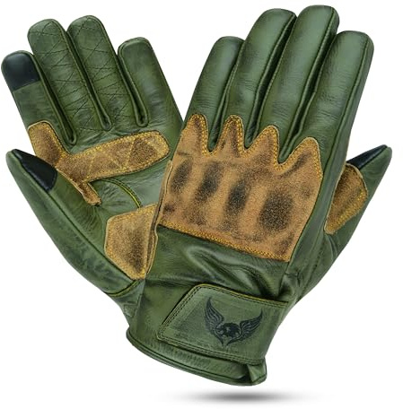 Leatherick Gants de Moto en Cuir de Vachette pour Homme – Gants de Moto durables, compatibles avec Les écrans tactiles et certifiés CE.
