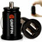 Car Charger Adaptor, Dual Port USB, All Metal Vehicle Charger, Cigarette Lighter Adaptor Flush Fit 12V Socket Fast Charge, Gri-CC Led Indicator Compatible With All Devices (2)