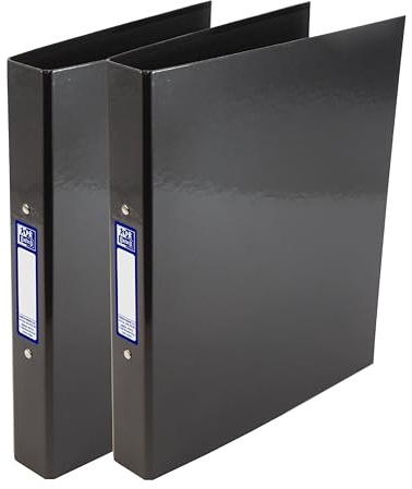Oxford Premium A4 Ring Binders, Charcoal Black, Laminated Paper on Board, 40mm Folders (Pack of 2)