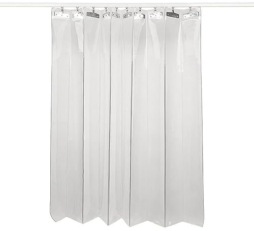 IBOWZ PVC Lamellen Streifenvorhang Maßgeschneiderter, Faltbarer, durchsichtiger Streifen-Türvorhang aus Kunststoff, verschiebbarer Push-&-Pull-Vorhang, Vinyl-Streifen-Türvorhang für Garage, Terrasse