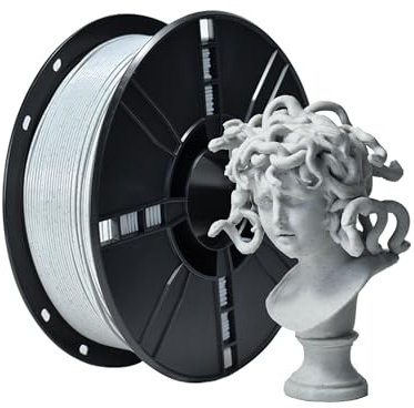 iBOSS Marmor PLA+ filament 1,75 mm, PLA Plus 3D-skrivare, filamentsten, 1 kg (2,2 pund), marmorgrått filament för 3D-utskrift av statyer