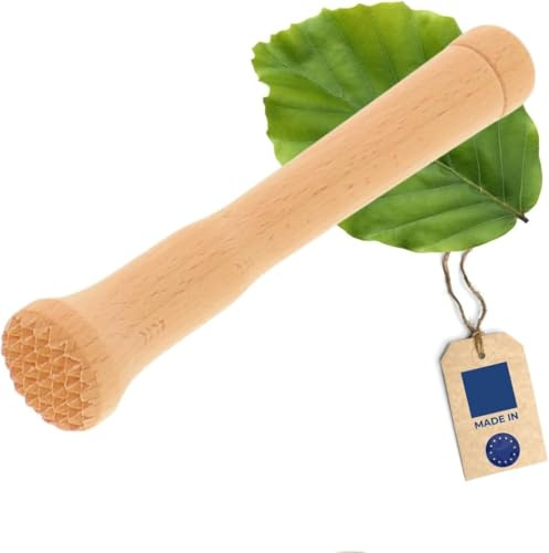 HOFMEISTER® Cocktail-Stößel aus Holz für Caipirinha & alle Drinks, 22 cm, Barstößel für kleine Gläser, zerstößt Limetten & Eiswürfel dank rauer Unterseite, keine Kratzer im Glas, Made in EU