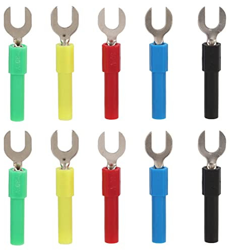10 Stück 4mm Gabel Spaten Drahtstecker, Isolierte Elektrische Steckverbinder Klemme für Elektronische Instrumente, Industriegeräte, Inverter, Schweissmaschinen