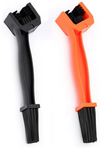 Ketten Reinigungsbürsten 2 Stück Kettenreiniger Bürste Set Kettenreinigung kettenbürste Sauberen Bürsten zum Reinigen für Auto Motorrad, Fahrrad oder Rollerketten Chain Cleaner Brush (Schwarz Orange)