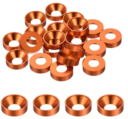 QUARKZMAN Rondelles coniques M8, rondelles coniques en aluminium anodisé pour vis RC/FPV/PC/Drone/Pièces de modèle d'accessoires mécaniques, lot de 20 (Orange)