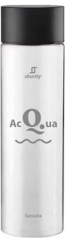 Shurity Pack 10pz. - Bottiglia Cilinder 50cl. Personalizzata Trasparente con Tappo Nero (Pack 10PZ. Acqua Gassata)
