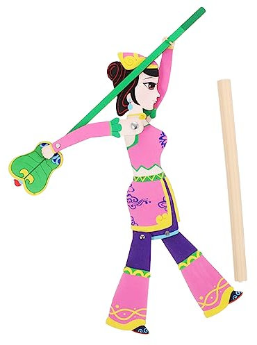 KONTONTY Traditionelles Chinesisches Schattentheater-Spielzeug Mit Holzpuppen Handgefertigt Farblich Beständig Inklusive Steuerstab DIY-bastelset Und Geschenk Für Junge Mädchen Langlebiges