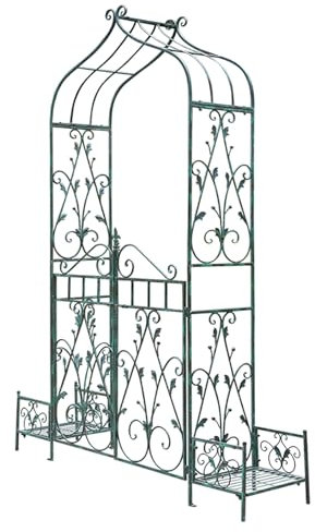 Vzhrvd Arche De Jardin en Acier, Arche De Jardin avec Portail, Tonnelle De Jardin Arquée, Arche Extérieure pour Plantes Grimpantes, Jardin, Pelouse, Arrière-Cour