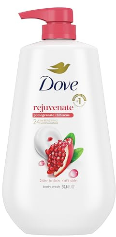 Dove Body Wash with Pump Rejuvenate Pomegranate & Hibiscus for 24hr Lotion-Soft Skin Moisturizing Skin Cleanser with No Sulfates No Parabens 30.6 Oz