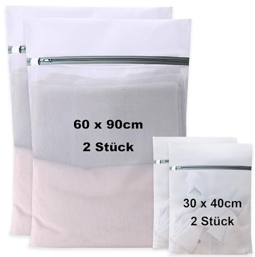 XiaoLidm 4 Stück Wäschesack Waschmaschine 60 x 90 cm + 30 x 40 cm, XXL, Wäschenetz Groß, Mittelgroß, Wäschenetz für Waschmaschine, Wäschebeutel, Wäschenetze für Vorhänge, Mäntel, Badetuch, Bettwäsche