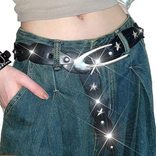CharmBurst Y2K Cintura Regolabile Nera, Accessori Goth Punk, Cintura Emo, Abbigliamento Donna Uomo