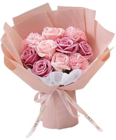 Kodxylytix Ramos de rosas de jabón para el día de San Valentín, día del profesor, ocasiones especiales, color rosa, 21 x 28 cm