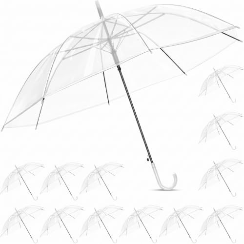 Hestya 12 Stück Transparenter Hochzeitsschirm & Durchsichtige Regenschirm