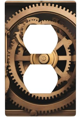 WHJSHOP Panel de pared de doble enchufe mecánico dorado, placa de cubierta de enchufe eléctrico, decoración duradera, 4.5 x 2.75 pulgadas