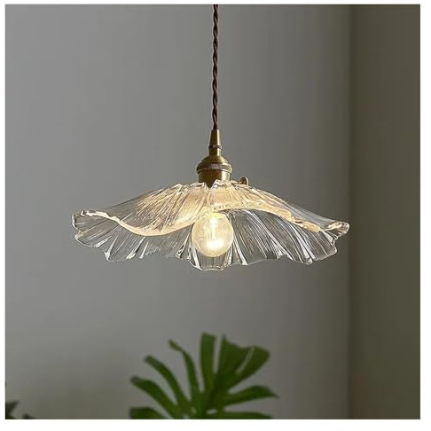Lámparas Colgantes de Hoja de Loto de Vidrio, lámparas Colgantes de Flores, iluminación para decoración del hogar, Sala de Estar, Dormitorio, lámpara de Noche, lámpara Colgante de Interior (