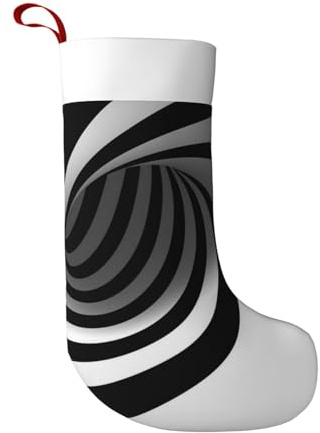 WXWJSHMGC Schwarz-Weiß-Druck, 45,7 cm, Weihnachtsstrumpf, Kamin, hängende Weihnachtsstrümpfe für Dekorationen, Feiertage, Party