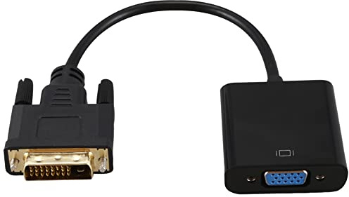 Wadakada DVI vers VGA Cable Adaptateur 1080P DVI-D vers VGA 24 Cable + 1 25 Broches DVI Male vers 15 Broches VGA convertisseur Video pour Affichage PC