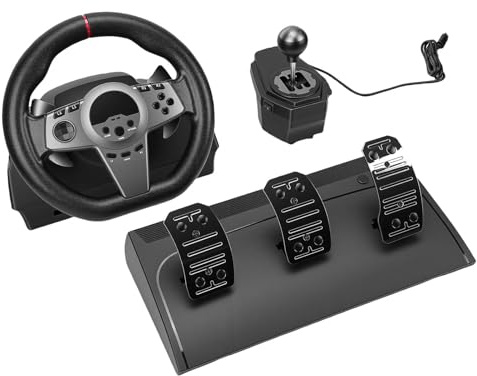 Bewinner Gaming-Rennlenkrad-Set mit 270°-Drehung für, PC, Rennsimulation, ABS-Pedalschalthebel
