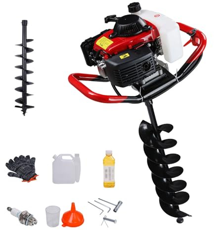 ALSUP Mototrivella/Trivella a Scoppio 4 Tempi, Motore 4 Tempi, con Set Punte Ø 40-300mm per Giardino Orti Piantumazione Alberi 8cm