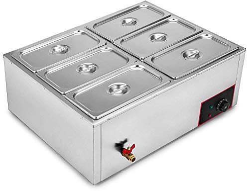 Olibelle 220V Chauffe-Plat Electrique Buffets Chauffant Réchauffage d'Aliment Food Warmer avec Pots (6pots)