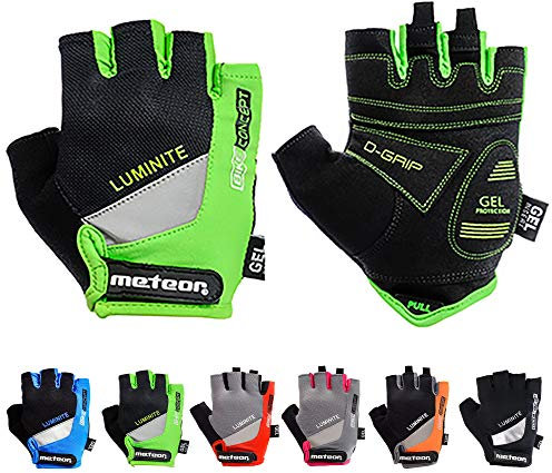 meteor Fahrradhandschuhe Herren Gel GX31 Grün Fahrradhandschuhe Damen Fahrradhandschuhe Damen Downhill Fahrradhandschuhe Kinder Fahrradhandschuhe (XXS, Grün)