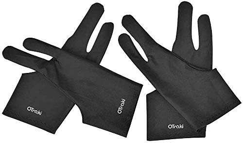 OTraki Guantes para Tableta Gráfica 4 Pack - Palma Rejection para Dibujar en Tablet, Antiincrustantes, Transpirables, de Dos Dedos para Zurdo y Diestro S (7×18.5CM)