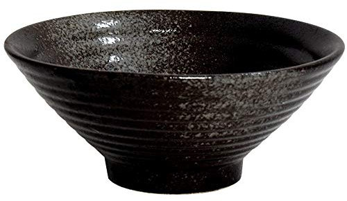 MKKSLR Scodella in Ceramica Ramen Grande zuppa Ciotola di Riso istantaneo Creativo Kimchi Ciotola Set Forno microonde Sicuro miscelazione Ciotole Nero (Dimensioni: 9 Pollici)