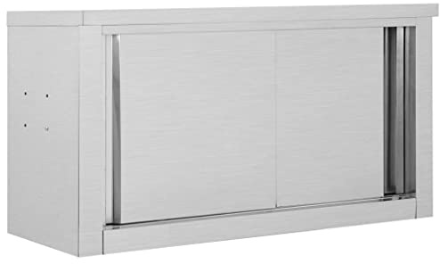 vidaXL Armadio da Cucina con Ante Scorrevoli Igienico Robusto Mobile Credenza Armadietto Pensile Ristoranti in 90x40x50cm Acciaio Inox