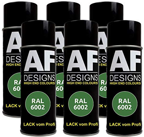 Alex Flittner Designs 6x RAL Lackspray Autolack Buntlack Spraydose RAL6002 LAUBGRUEN matt