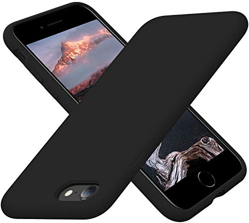 Cordking Designed for iPhone SE 2022/2020 7 8 Case, 4.7, Black | Silicone Ultra Slim Shockproof Phone Case with [Soft Microfiber Lining]