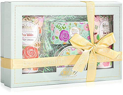 Hand Cream Gift Set-4 Pack Rose Scent Hand Lotion Gifts for Women Include Hand Cream, Foot Cream, Soap, Scented Candles, Birthday Gifts for Her,Valentine's Mothers Day Gifts