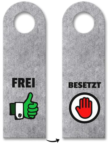 Frei und Besetzt Türhänger 10er Set in Grau mit grünen und roten Symbolen für die Toilettentür oder das WG-Badezimmer Besetzt Türschild aus Filz Frei Türanhänger