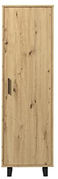 FORTE MARACAY Schrank 60, Kleiderschrank klein, Flurschrank schmal, Garderobenschrank Skandinavisch mit 1-türig Einlegeböden und Kleiderstange, Artisan Eiche, 60 cm breit x 198 cm hoch x 41.5 cm tief