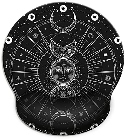 Tapis de souris ergonomique avec repose-poignet en gel, motif lune, base en caoutchouc antidérapant, pour la maison, le bureau, l'ordinateur portable, taper facilement et soulager la douleur