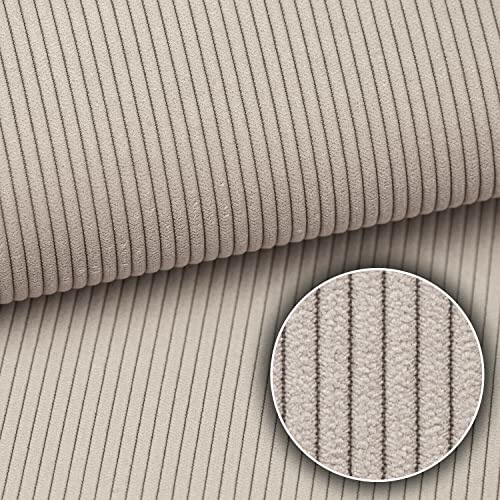 Heko Panels Murano Polsterstoff Cord-Optik Meterware Stoff zum Nähen Möbelstoff Abriebfestigkeit 35000 Zyklen 100 x 142 cm Beige als Meterware erhältlich – 1 Stück = 1 m x 1,42 m