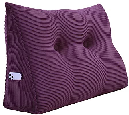 Johnear Keilkissen Lesekissen für Bett und Sofa Lehnenkissen, Rückenkissen Kopfteil Bett Rückenlehne Großes Dreieckiges Lendenkissen （Lila, 60cm）