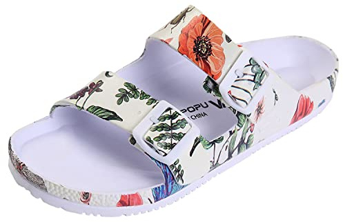 VICT POPU Mules pour femmes avec semelle intérieure Sandales plates antidérapantes Été Sandales de bain Décontractées EVA Slides Adultes Chaussons, 41 EU