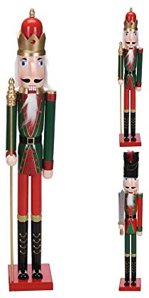 Generico Schiaccianoci Natale Soldato Legno h. 82 cm Burattino Tradizionale Dipinto a Mano Pupazzo Statuetta Nutcracker Soldier h. 82 cm x 16x16cm